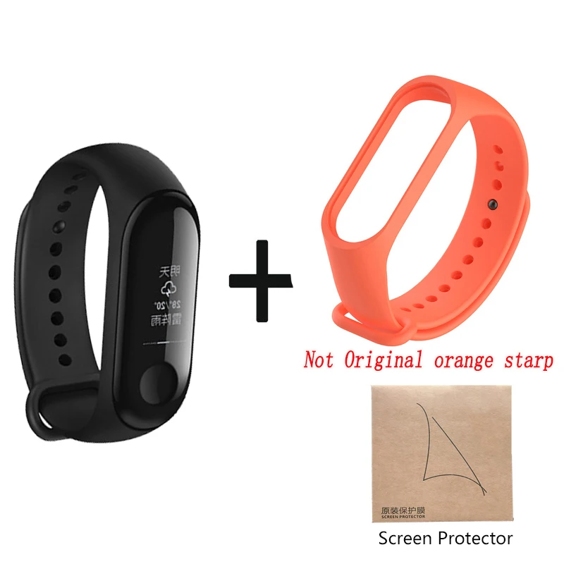 Xiaomi Mi Band 3 Смарт-браслет-черный, 0,78 дюймовый OLED мгновенное сообщение идентификатор звонящего - Цвет: add orange starpfilm