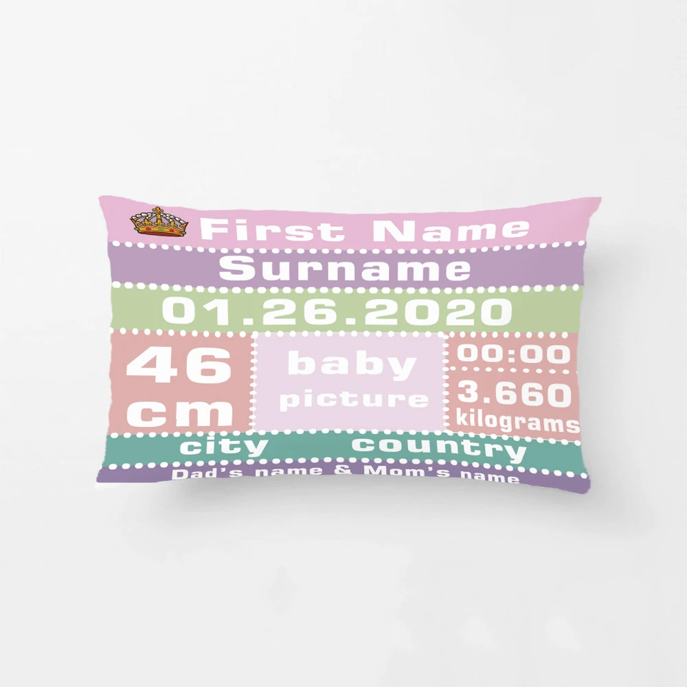 Custom Birth Data Printing Colored Stripes Throw Pillow Case Decorative Cushion Cover Pillowcase Birthday Gift By Lvsure | Дом и сад