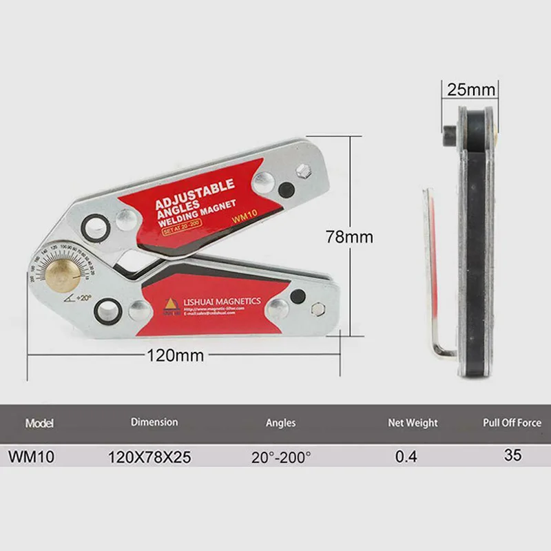 Novel Magnetic Welding Holder Adjustable Angles 20-200 Magnets Angle Clamp Locator Tools with Hex Wrench Shipping | Инструменты