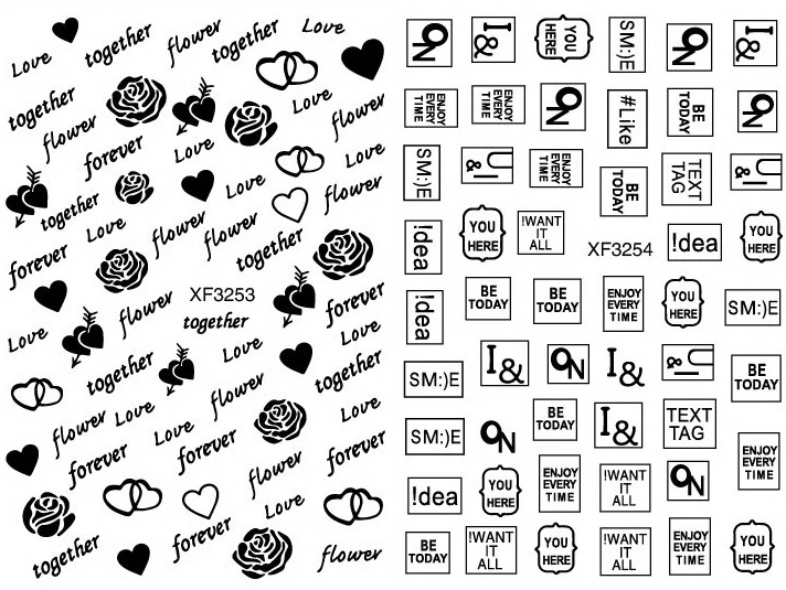 Text Tag LOVE Nail Sticker Decoration Back Glue Letter Love Label Decals Manicure Design Forever Young Stickers for Nails Foil
