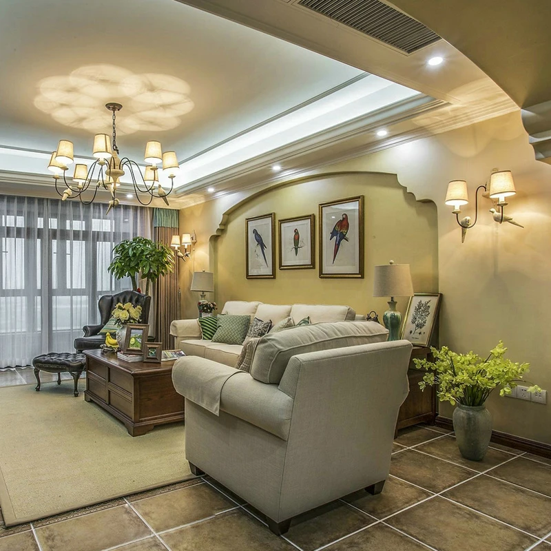 Лампа для выставочного зала Кухонный Светильник из синей ткани абажур гостиной