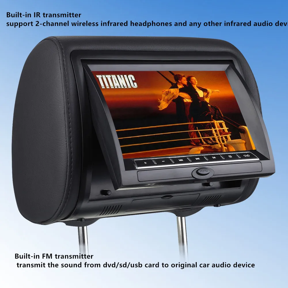 2 шт. X 7 дюймов Automotivo Авто подголовник dvd-плеер автомобиля TFT ЖК-монитор с цифровой панелью/Encosto de Cabeca com DVD