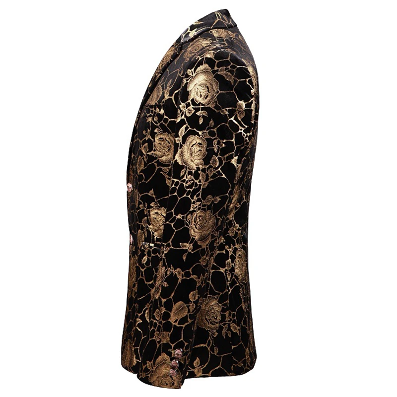 Мужской Блейзер YUNCLOS приталенный пиджак с принтом розы для свадебной вечеринки