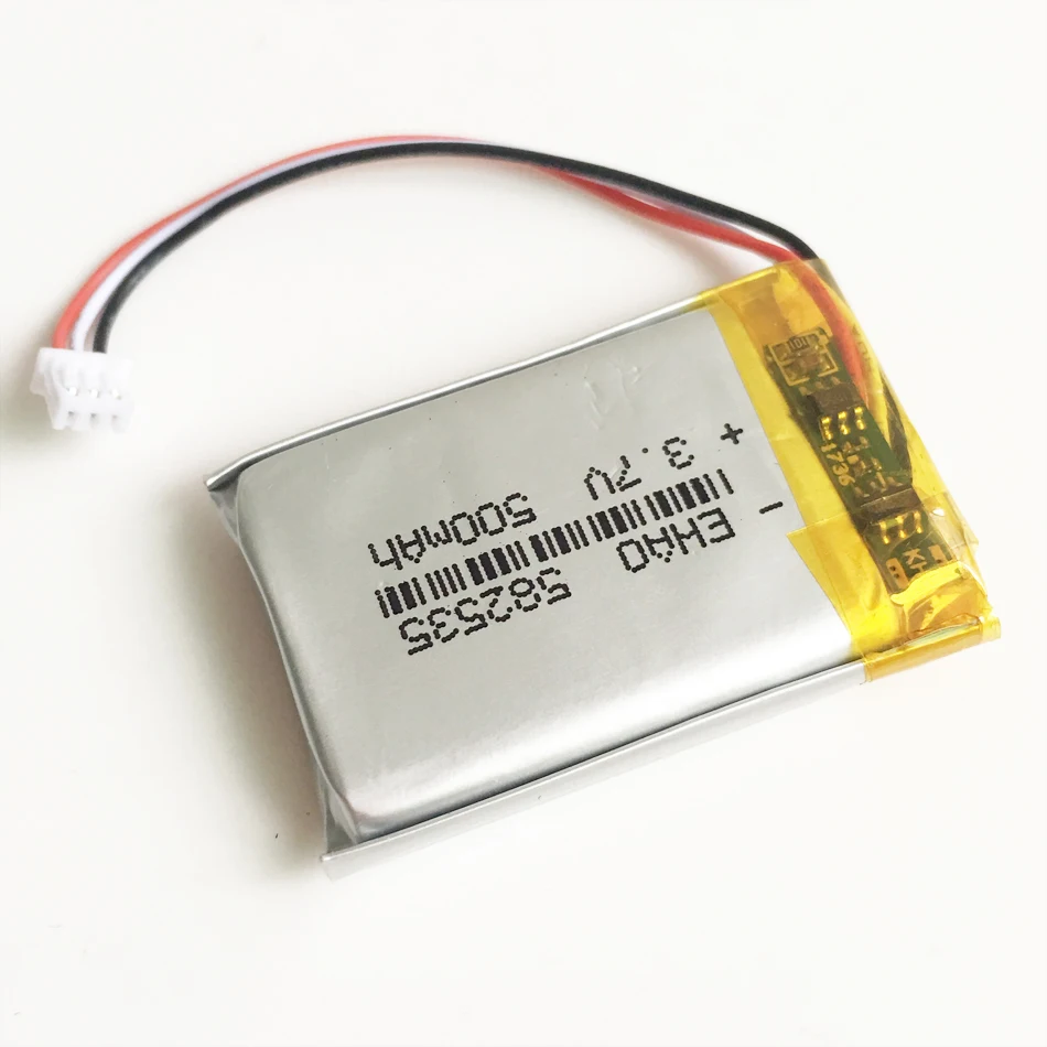 3.7V 500mAh Lipo Polymer Lithium Rechargeable Battery JST 3pin plug 1.0/1.25/1.5/2.0/2.5mm for MP3 GPS Bluetooth Headset 582535 |