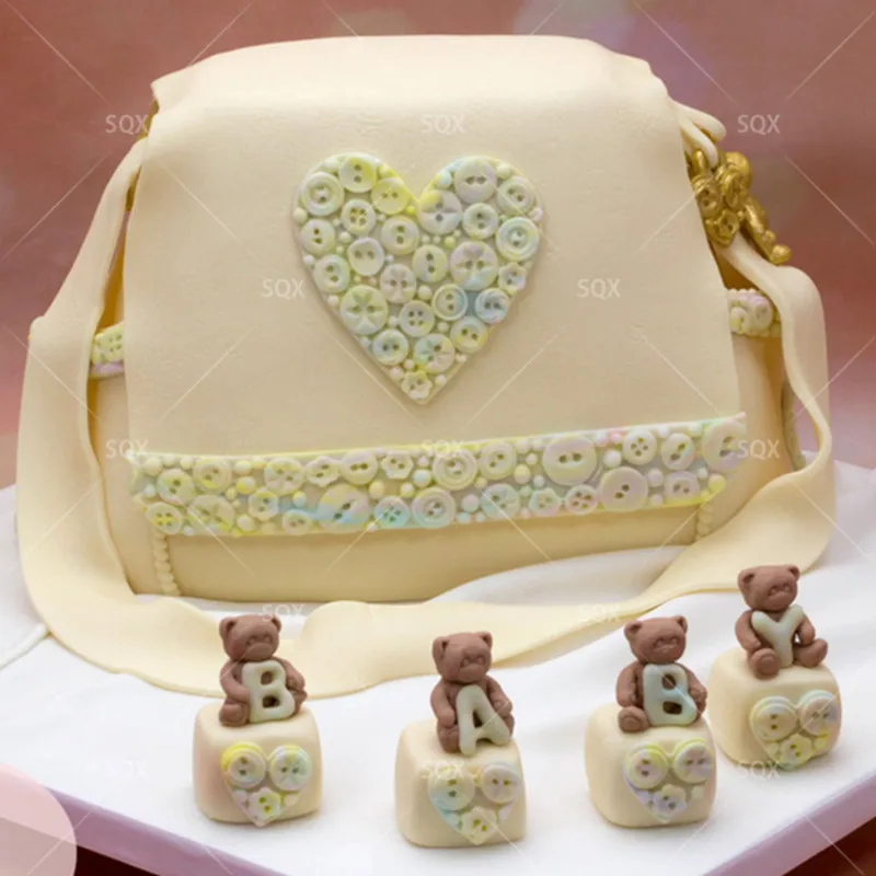 3D силиконовая форма для торта Прямоугольная кнопки DIY формы из помадки