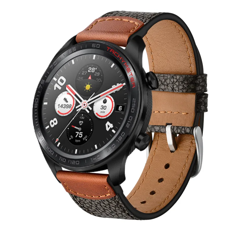 Кожаный ремешок для huawei watch GT GT2 ремешок 22 мм ширина мягкие черные ремешки с пряжками для honor magic/galaxy watch 46 мм ремень