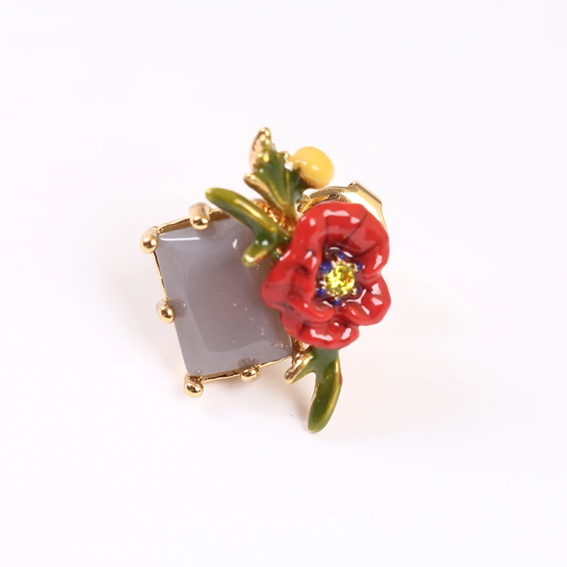 Новые Поступления Эмаль Глазурь Красный Цвет Маленькая Роза Алмазов