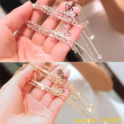 Cute Butterfly Rhinestone Drop Long Tassels Chain Women's Harness Earrings 4TPI | Украшения и аксессуары