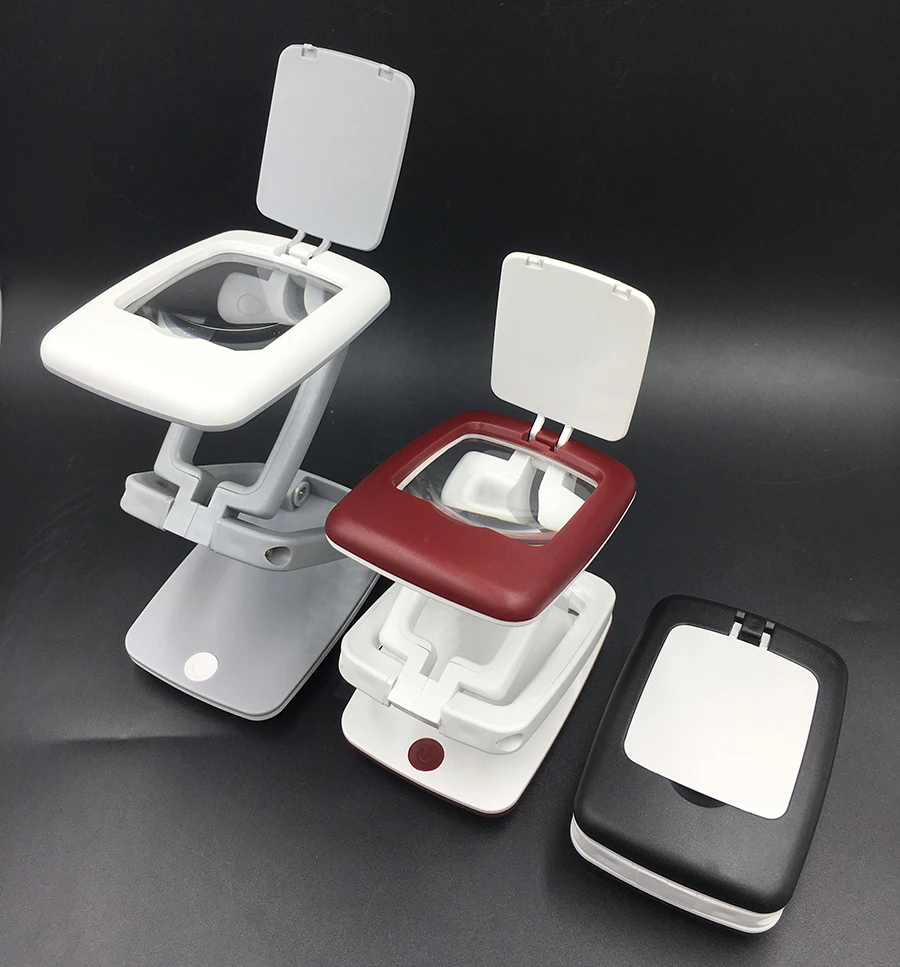 Складная Настольная лупа увеличительное стекло 3X + регулируемые светодиодные