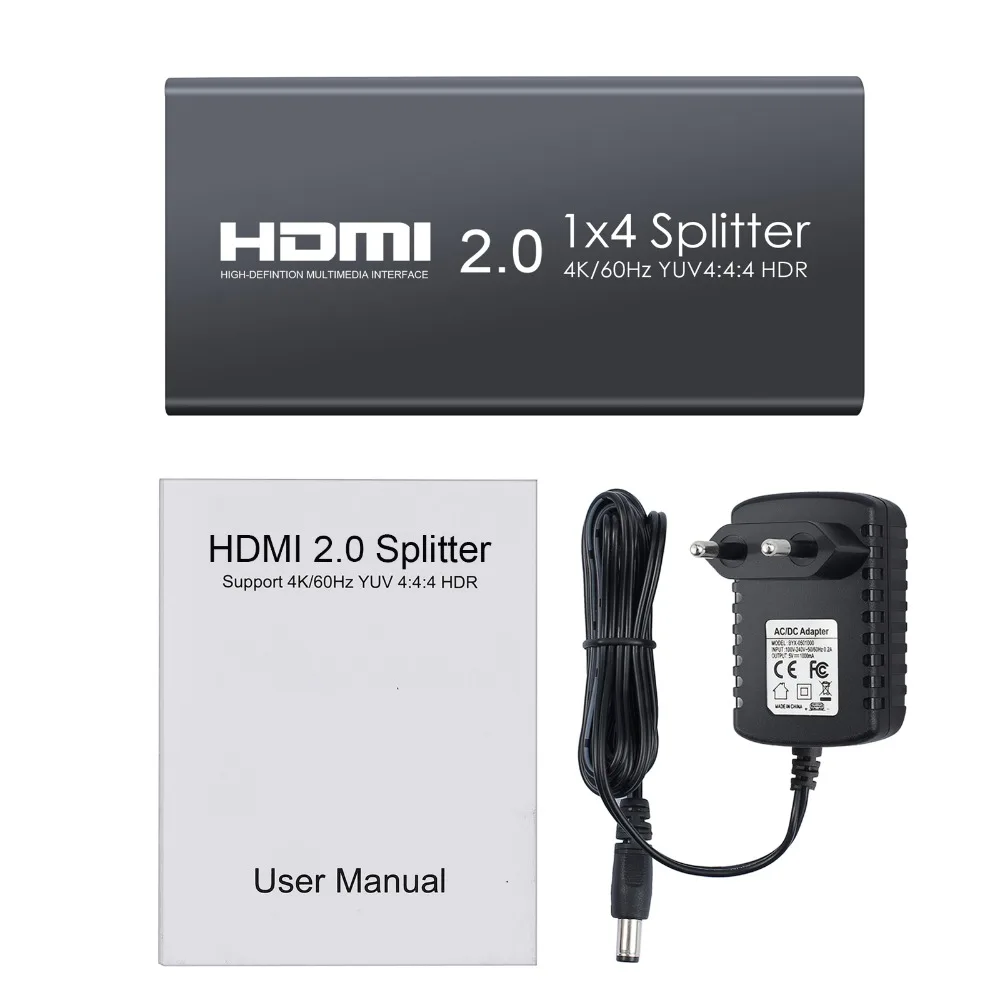 HDMI 2,0 сплиттер поддержка 4 K/60Hz YUV 4:4:4 HDR 1 в 4 Выход HDMI распределение усилитель для PS4 Xbox One Sky Box HD tv проектор