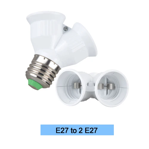 E27-2E27 A E27 патрон для лампы, гнездо преобразователя E12 E14 GU10 G9 B22 MR16, светодиодный адаптер для преобразования, y-образный разветвитель, огнеупорный для дома - Цвет: E27-2E27 A