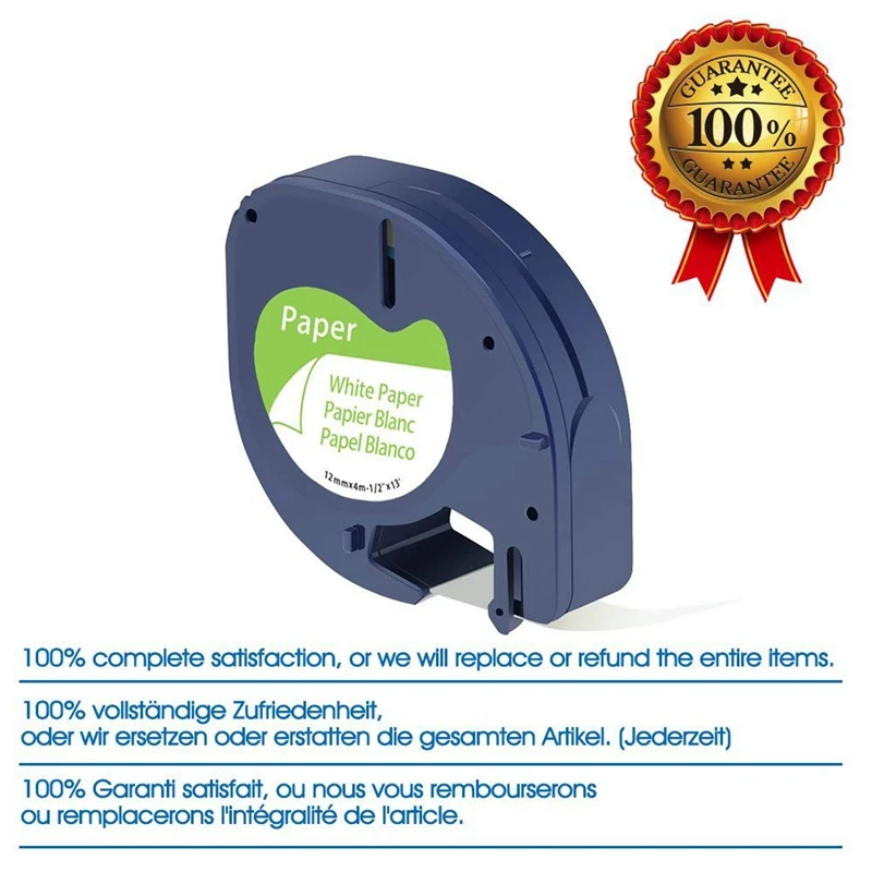 Юнистар для Dymo LetraTag белый Бумага Картридж Ленты маркировки 91200 S0721510 12 мм x 4 м