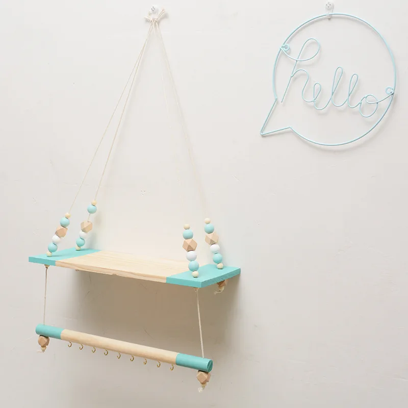 Скандинавская деревянная настенная стойка для хранения украшение дома и