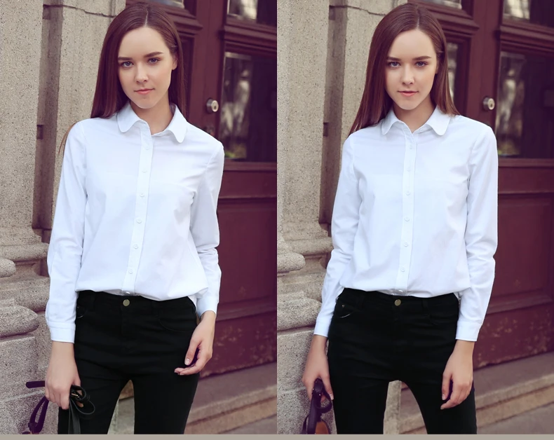 Брендовая женская блузка, новинка, повседневная, длинный рукав, хлопок, Оксфорд, белая рубашка, для женщин, офис, плюс размер, рубашки, блузы, женские блузки