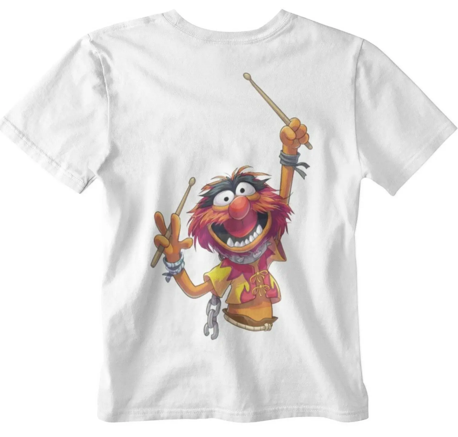 Футболка с животными Muppet белая 80 s 90 Винтажная барабанщик Забавный дикий Кермит
