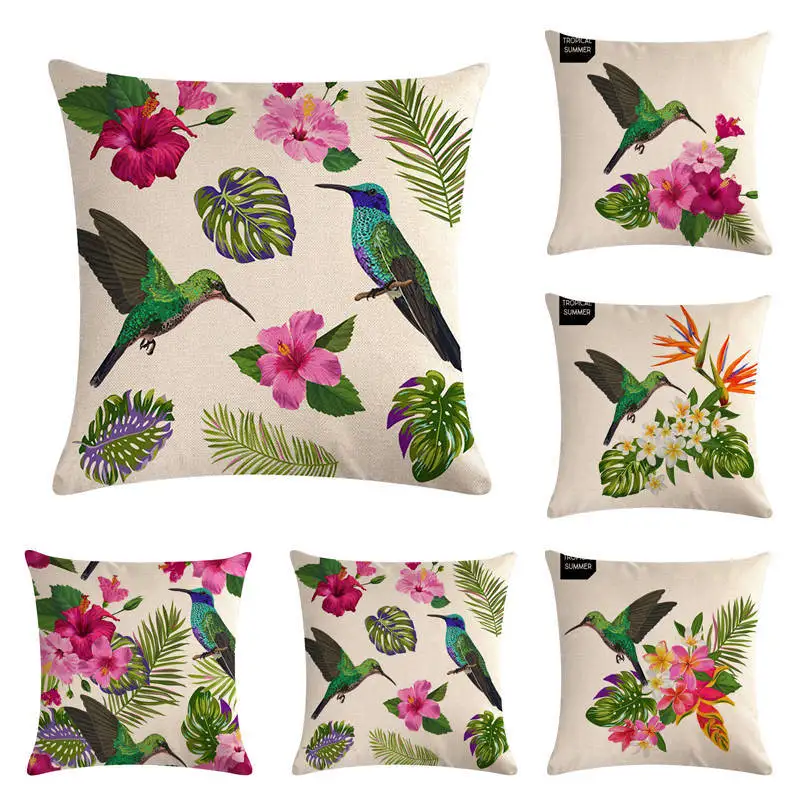 45*45 см наволочка Цветочная с птицами квадратная декоративная для дивана домашний