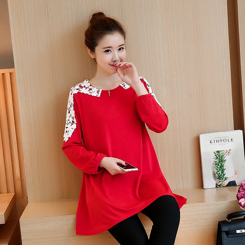 Новинка 2019 зимнее модное платье для беременных женщин футболка с длинным рукавом