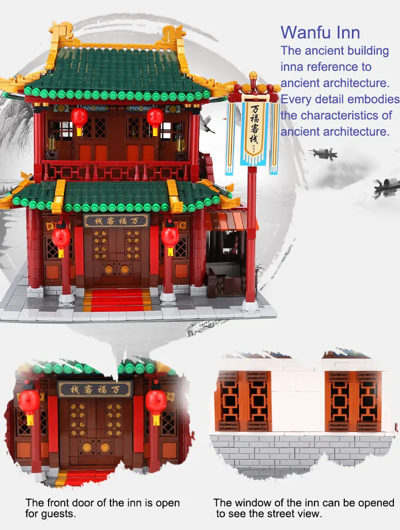XINGBAO 01022 3046 шт. китайская Строительная серия Wanfu ИНН набор строительных блоков Кирпичи новые детские игрушки на день рождения рождественские подарки