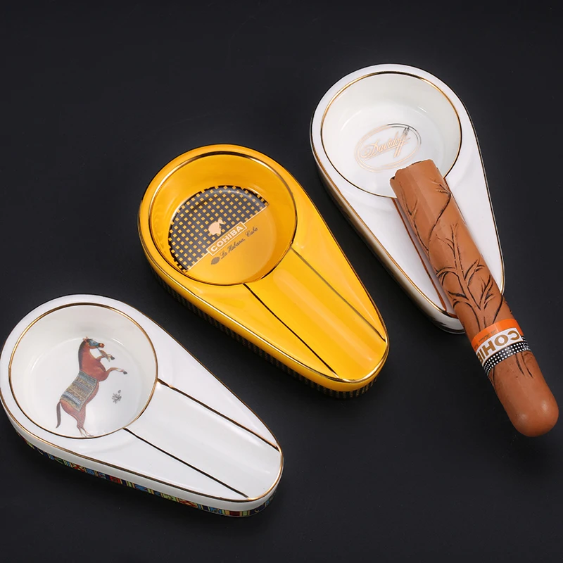 COHIBA желтая керамическая пепельница для сигар подарки черный белый портативный