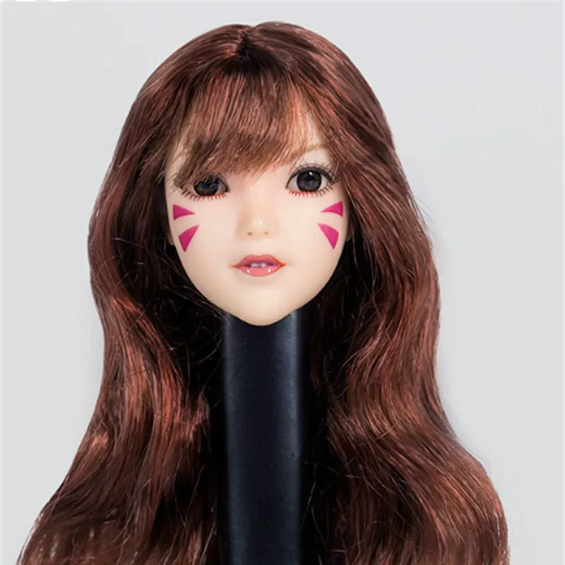 Масштаб 1/6 OW анимационная голова лепка DVA Женский солдат модель игрушки для 12