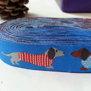 8 blue dachshund 24 разных цвета коровий утенок 5/8 '(16 мм x 5 ярдов) плетеная жаккардовая из полиэстера лента с таксой собачий ошейник - Цвет: 8 blue dachshund