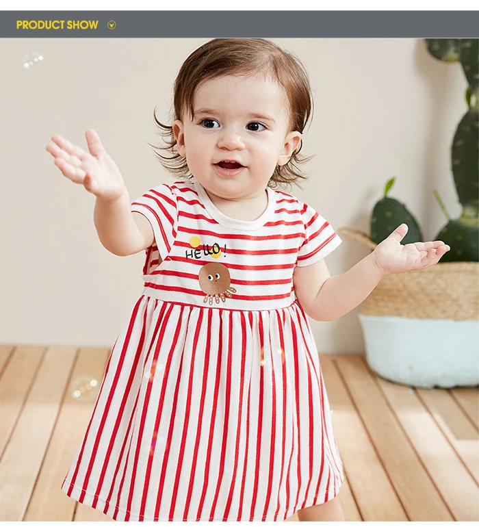 Balabababy/мини-платье в полоску для девочек; Новинка г.; Летнее Детское хлопковое платье принцессы с короткими рукавами
