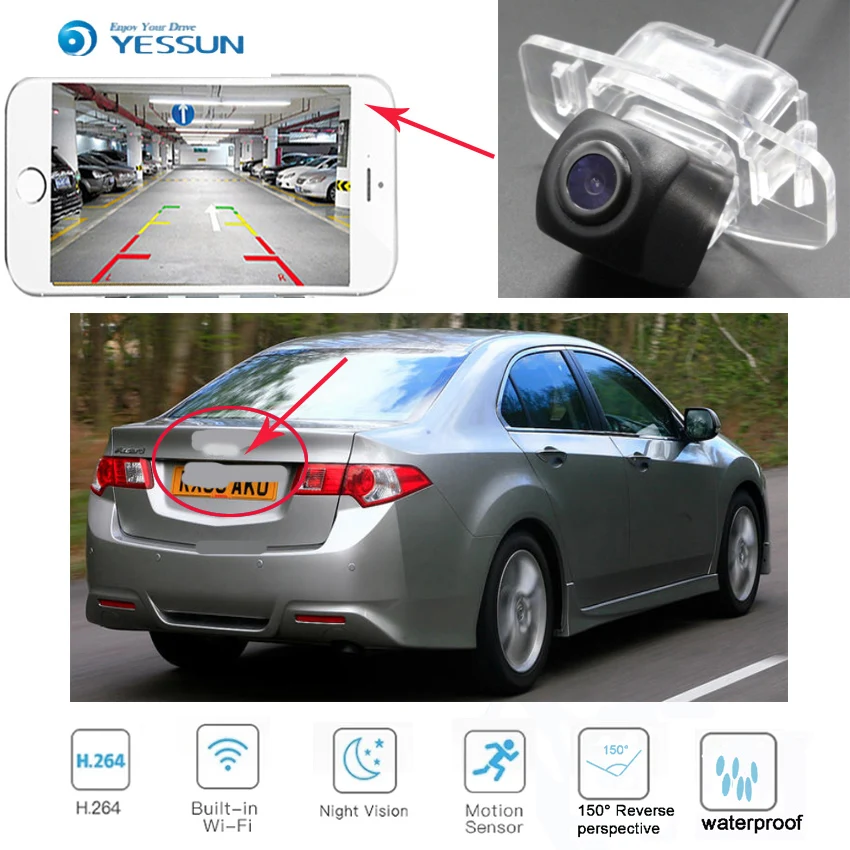 YESSUN Автомобильная обратная Беспроводная камера для Honda Accord Europe & Japan 2013 ~ 2015 Spirior China
