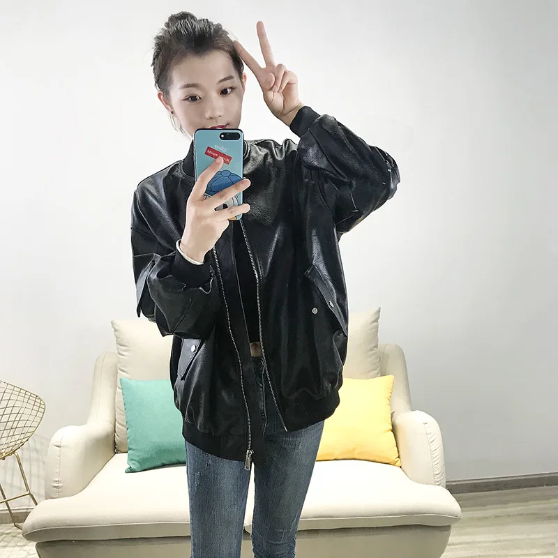 Женская байкерская куртка из искусственной кожи | одежда