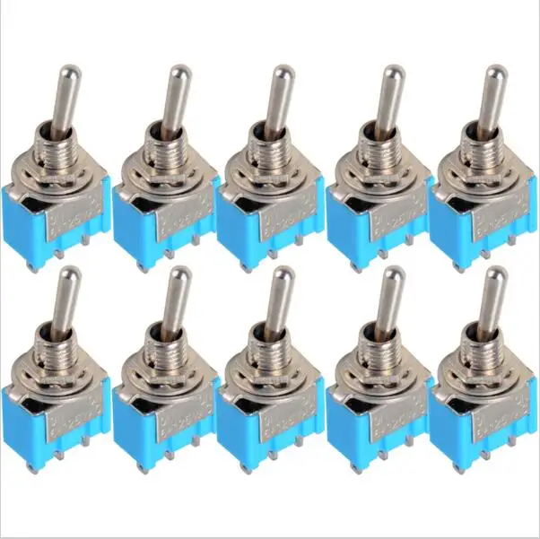 

10pcs/lot Blue Mini MTS-102 3-Pin SPDT ON-ON 6A 125VAC Miniature Toggle Switches VE067