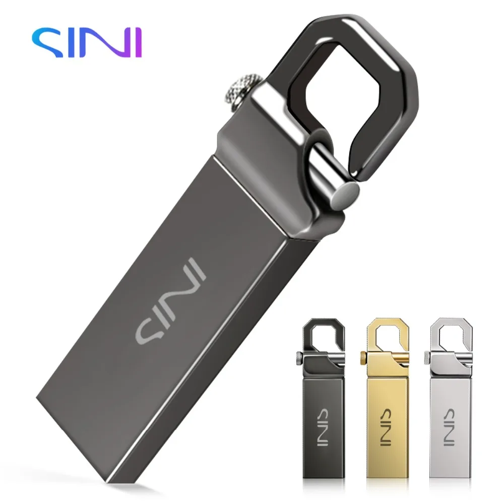 SINI металлическая USB Флешка 32 Гб usb флешка 4 ГБ 8 16 2 0 ручка deive 64 Водонепроницаемая 128