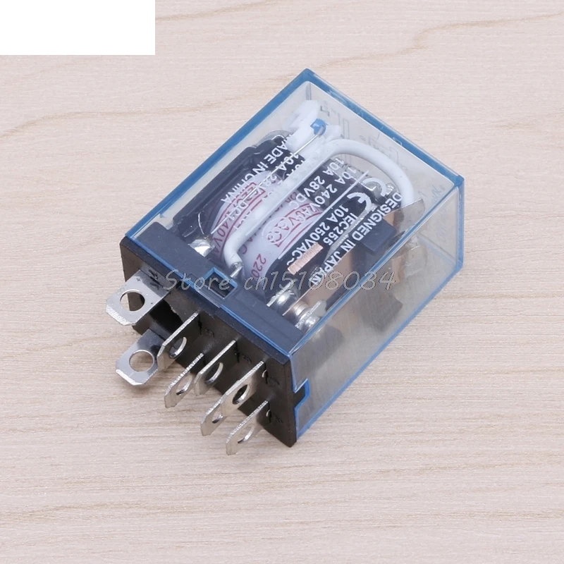LY2NJ AC 220 В катушка 10A 240 реле мощности DPDT Светодиодная лампа 1 шт. S08 Оптовая и Прямая
