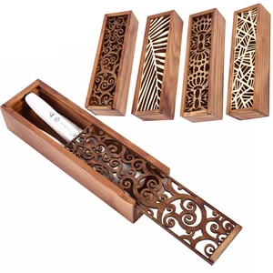 Портативная ретро-коробка, полый деревянный пенал для хранения, коробка для студентов, милый деревянный пенал, много канцелярских принадлежностей для настольного хранения