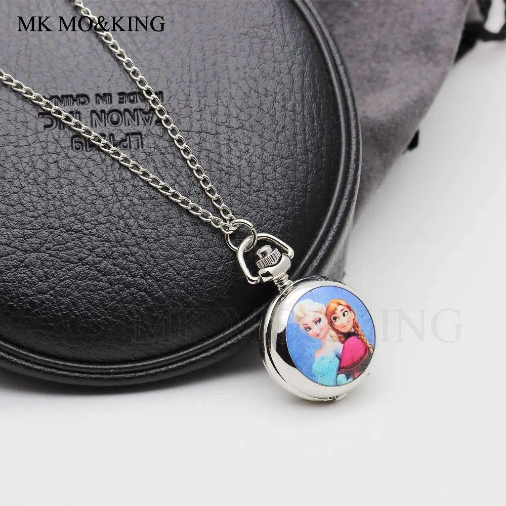 Детские Модные кварцевые карманные часы с изображением принцессы Эльзы из