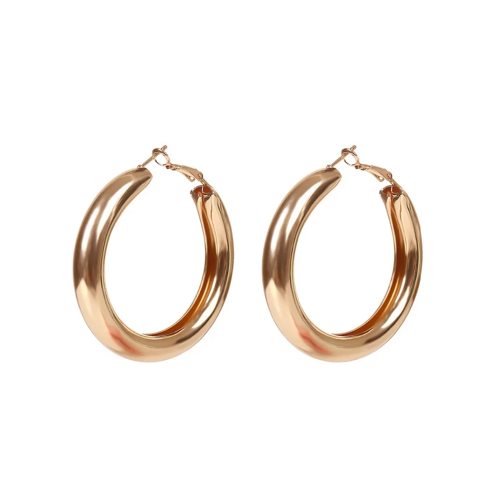 Серьги-кольца в классическом ретро стиле женские большие круглые украшения под