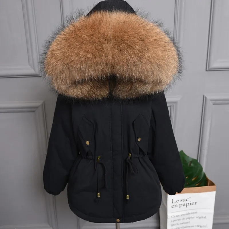 black brown Plus size Natural Fur White Duck Down Winter Coat women's jacket with hood Thicken Warm women's down Parka chaqueta mujer YRE05 - Цвет: black brown