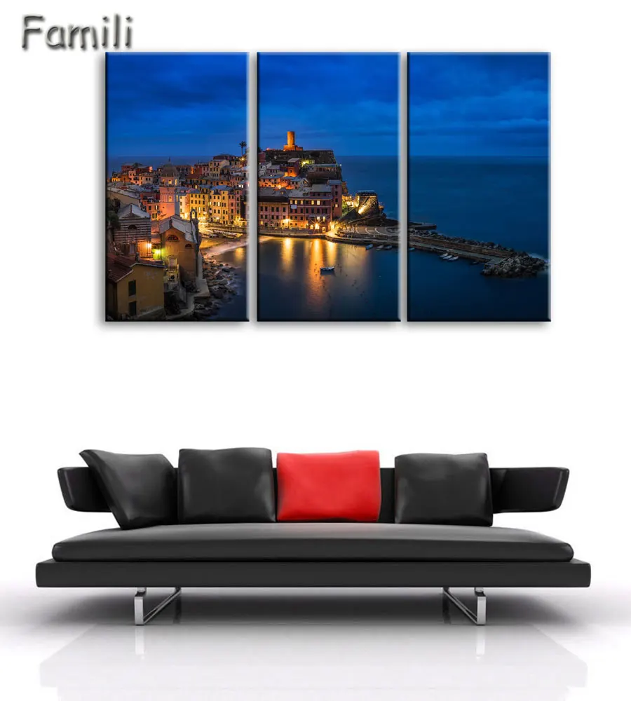 3pcs Italy Cinque Tere Home Decor Oil Painting on Canvas Wall Art Gift HD Print Waterproof Picture No Framed canvas paint | Дом и сад