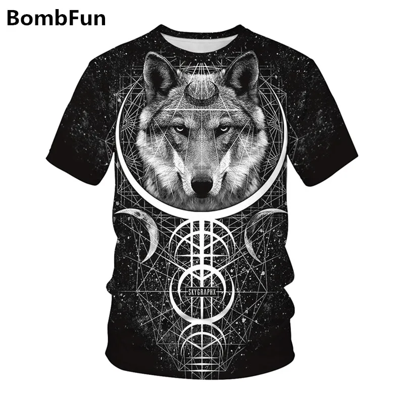 Мужская футболка BombFun летняя с 3d принтом в виде животных стиле хип хоп мотоцикла