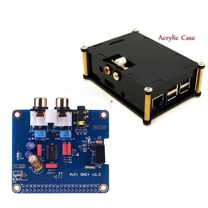 Raspberry Pi 3 Audio Звуковая карта модуль I2S Интерфейс Hi-Fi ЦАП Плата расширения+ черный акриловый чехол для Raspberry pi 2/3 Модель B