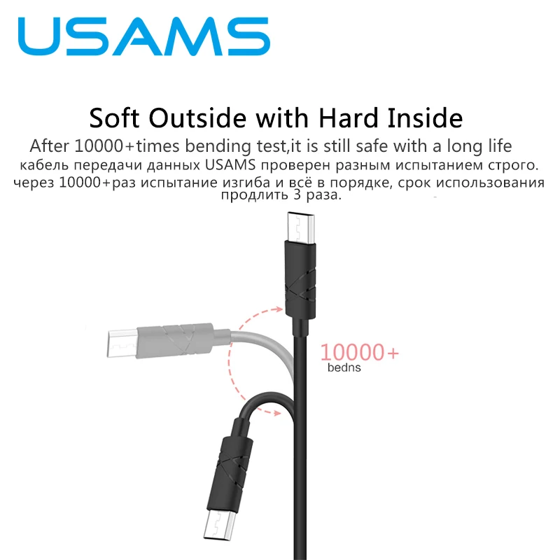 USAMS микро USB кабель 1 м 2 а Быстрая зарядка мобильного телефона Android зарядное