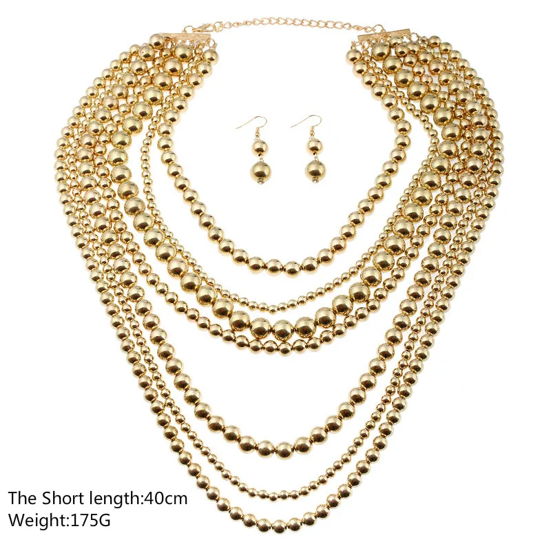 Luxury Hyperbole Multilayer Pearl Beaded Body Chain Necklace Earring Jewelry Sets For Women Fashion Wedding Necklaces | Украшения и