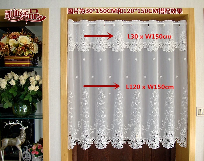 countryside half curtain luxurious embroidered window valance lace hem coffee curtain for kitchen cabinet door a 114 free global shipping