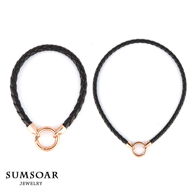 5 шт./лот высококачественное ожерелье с браслетом из черной кожи застежкой