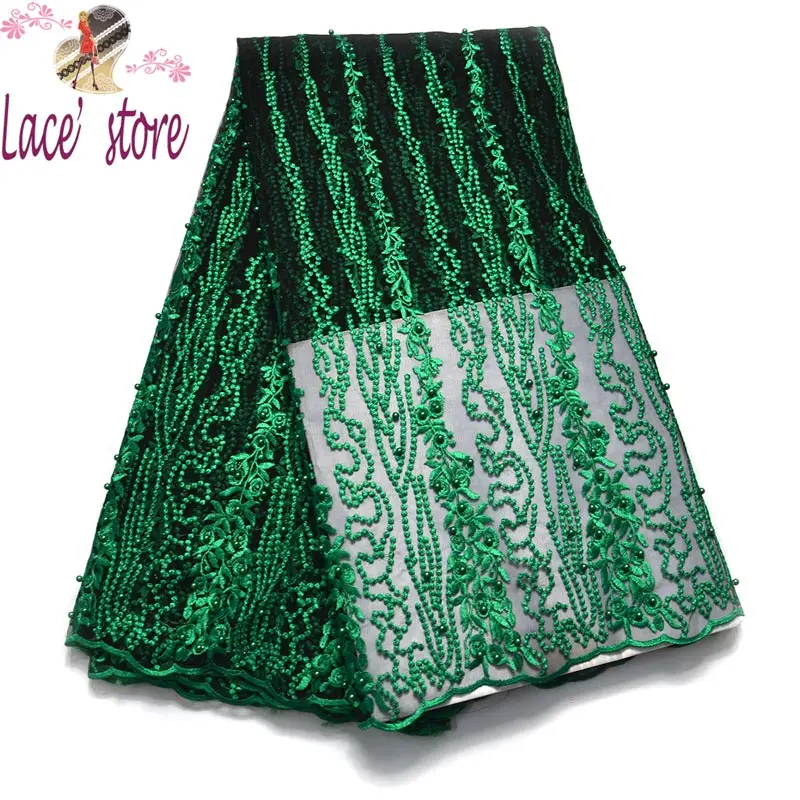 Высокое качество африки бисера кружевной ткани для Французский в tulled кружева F1096