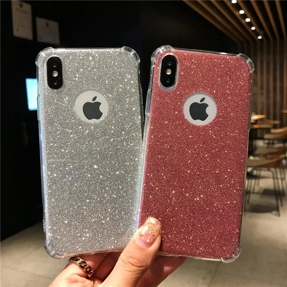 Чехол для iPhone X противоударный блеск силиконовый чехол ТПУ Мягкий украшенная