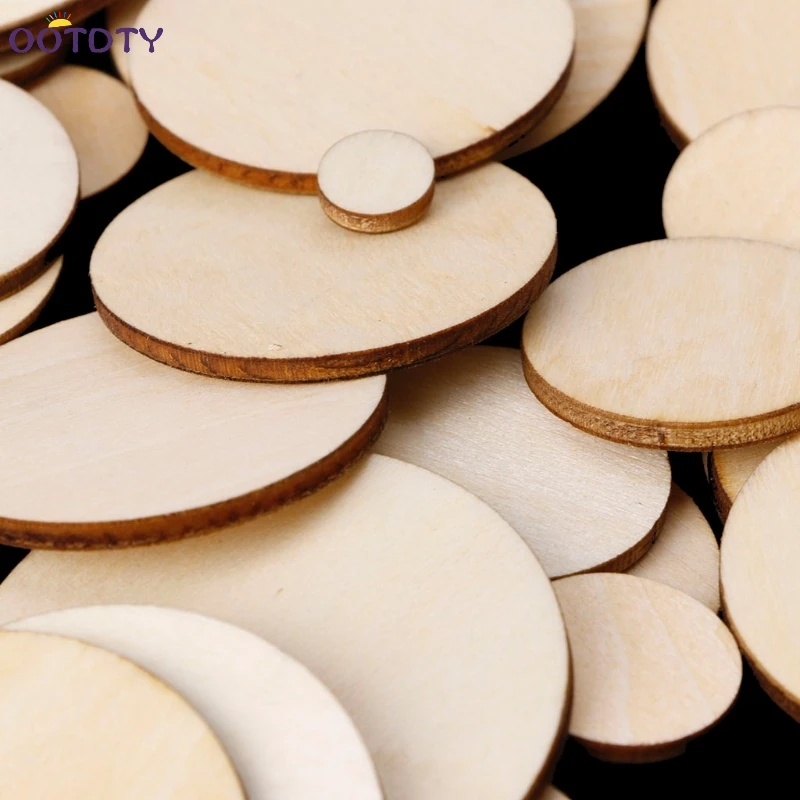 Scrapbooking Mini 100Pcs Circles Round Making Craft Decor Card 10-50mm Ring Wooden Mixed | Дом и сад