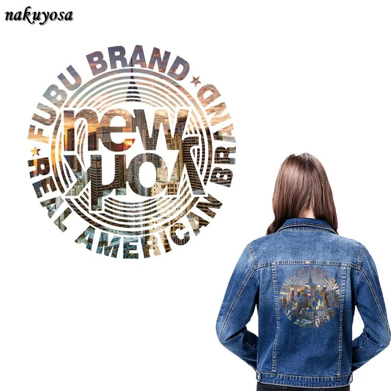 5pcs Hot sale Fashion letter styles New york iron on patch T-shirt Sweater thermal transfer paper Patches for clothing 22**22CM | Дом и сад