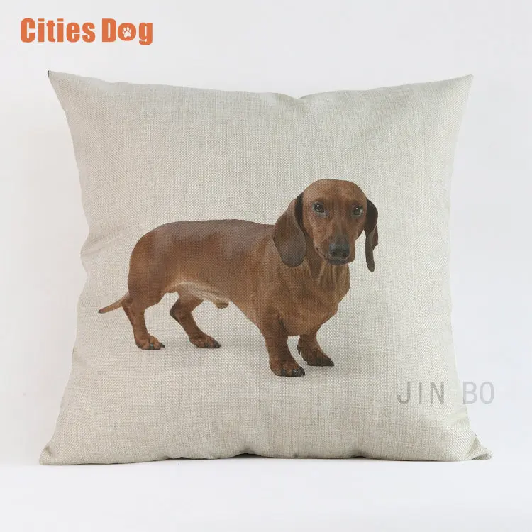 Декоративная наволочка для подушки с изображением таксы, подушки coussin para el hogar decoracion, льняная подушка для автомобиля с изображением животных, almofada cojines