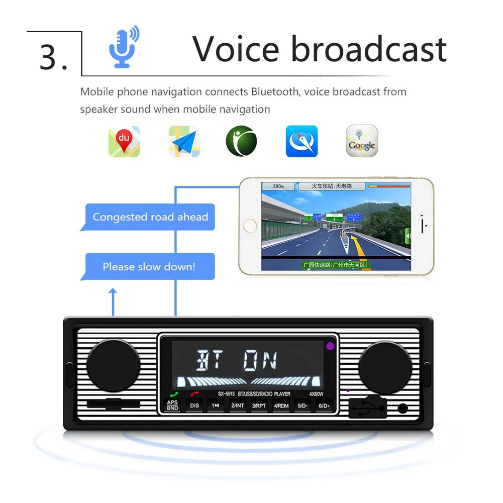 Американский винтажный Автомобильный Bluetooth Радио MP3 плеер SD карта стерео USB AUX классический стерео аудио FM звонки без рук fm-радио