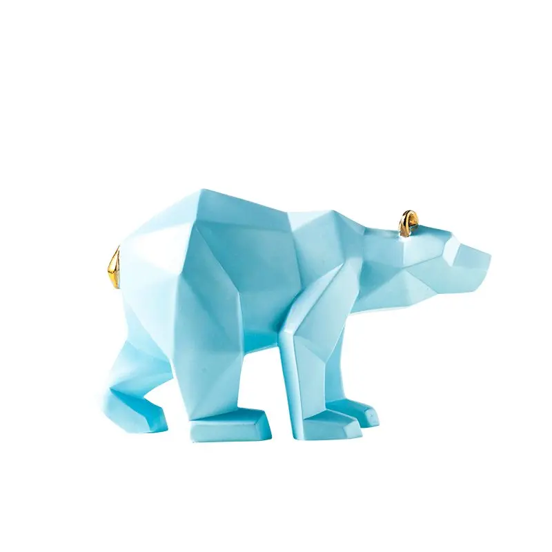 

Geometry Bear Statue Figurine Origami Animals Art Sculpture Resin Art&Craft Home Decoration Accessories For Living Room R734