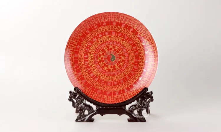 TOP GOOD office home house protection talisman # Yin-yang eight diagrams FENG SHUI porcelain plate- business present |